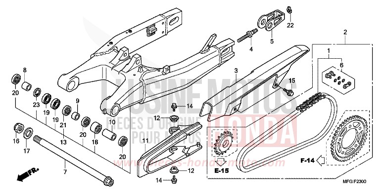 SWINGARM for CB600F Hornet ABS PEARL COOL WHITE (NHA16) from 2010